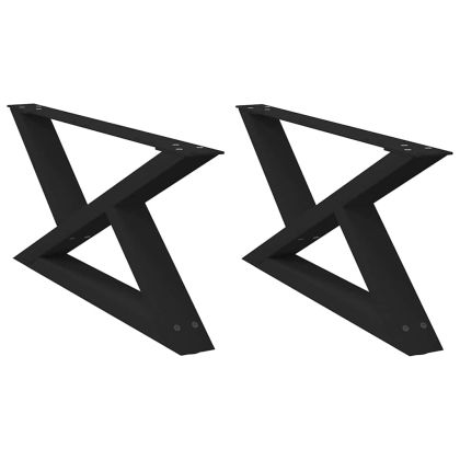 Крака за масичка за кафе, 2 бр., черни, 70 x (30-31,3) см, стомана