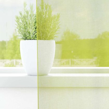 Пердета от воал с втулки, 2 бр, ябълково зелено, 140x225 см