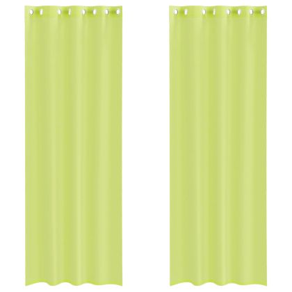 Пердета от воал с втулки, 2 бр, ябълково зелено, 140x260 см