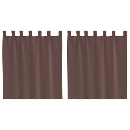Пердета от воал с прът джобове, 2 бр, кафяво