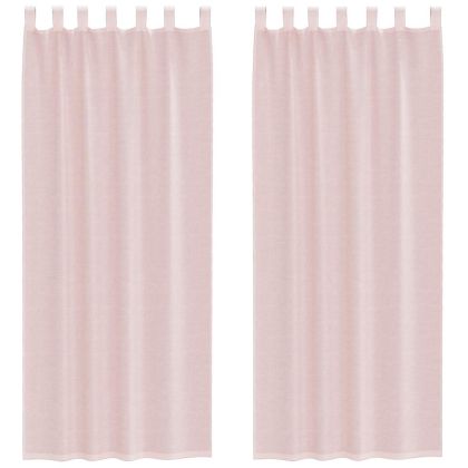 Пердета от воал с прът джобове, 2 бр, светлорозово