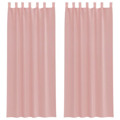 Пердета от воал с прът джобове, 2 бр, розово