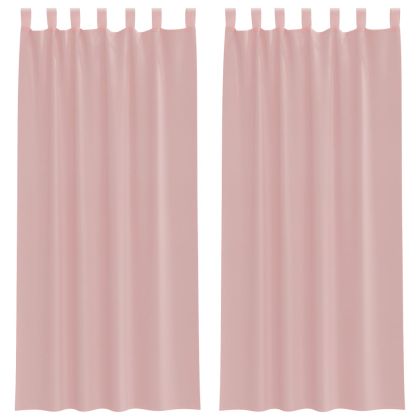 Пердета от воал с прът джобове, 2 бр, розово