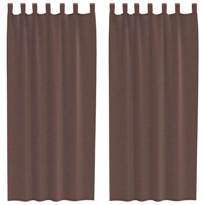 Пердета от воал с прът джобове, 2 бр, кафяво
