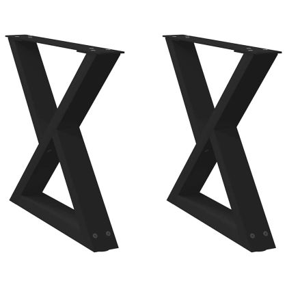 Крака за масичка за кафе, 2 бр., черни, 60 x (42-43,3) см, стомана