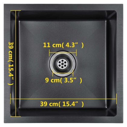 Ръчно изработена кухненска мивка, черна, неръждаема стомана