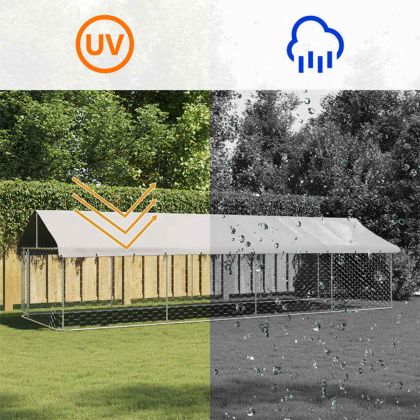 Дворна клетка за кучета с покрив, 600x200x150 см