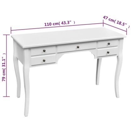 Дървено френско бюро с извити крака и 5 чекмеджета