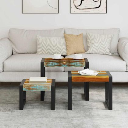 Три стифиращи масички за кафе, регенерирано дърво масив