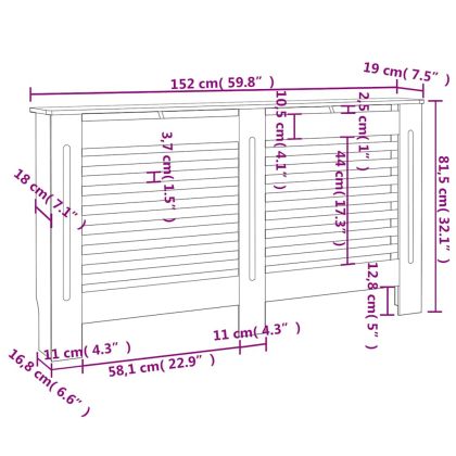 Параван за радиатор, антрацит, 152x19x81,5 см, МДФ
