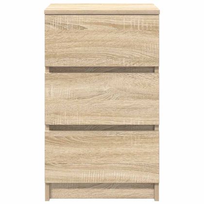 Нощни шкафчета с 3 чекмеджета, 2 бр, дъб сонома, 39x35x65 см