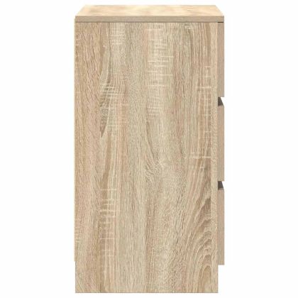 Нощни шкафчета с 3 чекмеджета, 2 бр, дъб сонома, 39x35x65 см