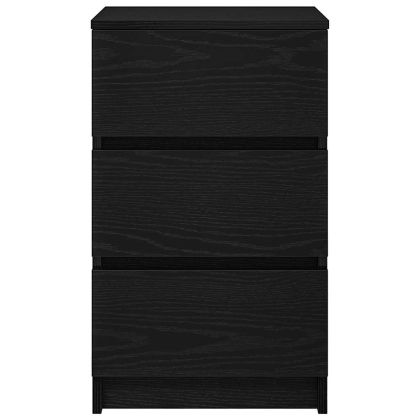 Нощни шкафчета с 3 чекмеджета, 2 бр, черни, 39x35x65 см