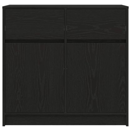 Бюфет с чекмеджета, черен дъб, 80x34x76 см, инженерно дърво
