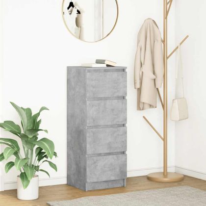 Сайдборд, бетонно сив, 37,5x35x99 см, инженерно дърво