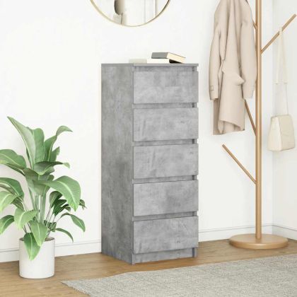 Бюфет с чекмеджета, бетонно сив, 37,5x35x99 см, инженерно дърво