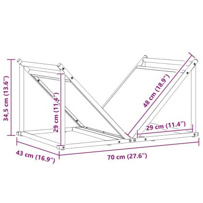 Стойка за дърва, 70x43x34,5 см, студеновалцувана стомана