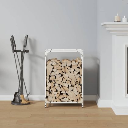 Стойка за дърва, бяла, 44x28x65 см, студеновалцувана стомана