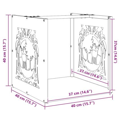 Стойка за дърва, бяла, 40x40x40 см, студеновалцувана стомана