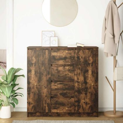 Бюфет с чекмеджета, опушен дъб 100,5x35x98,5 см инженерно дърво