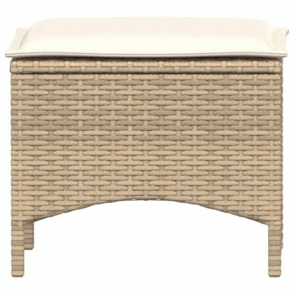 Градински комплект с възглавници, 3 части, бежов, полиратан