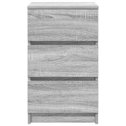 Нощни шкафчета с 3 чекмеджета, 2 бр, сив сонома, 39x35x65 см