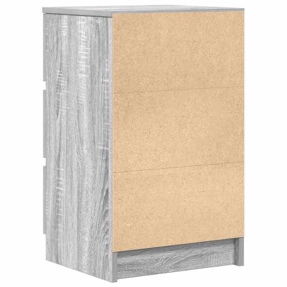 Нощни шкафчета с 3 чекмеджета, 2 бр, сив сонома, 39x35x65 см