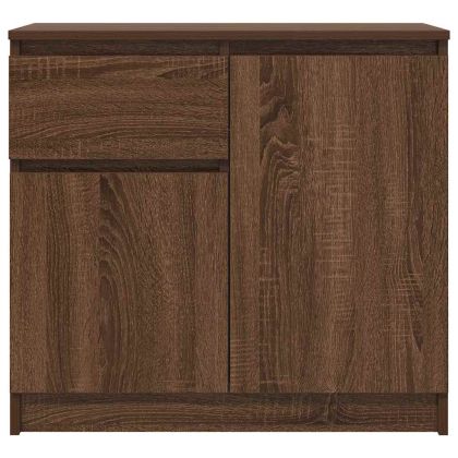 Бюфет с чекмеджета, кафяв дъб 71x35x65 см инженерно дърво