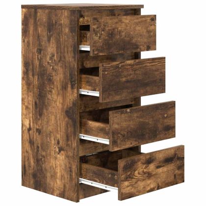 Сайдборд, опушен дъб, 37,5x35x76 см, инженерно дърво