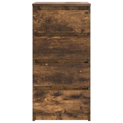 Сайдборд, опушен дъб, 37,5x35x76 см, инженерно дърво