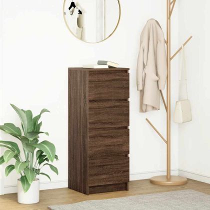 Сайдборд, кафяв дъб, 37,5x35x99 см, инженерно дърво