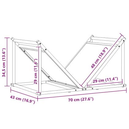Стойка за дърва, 70x43x34,5 см, студеновалцувана стомана