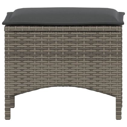 Градински трапезен комплект 3 части с възглавници сив полиратан