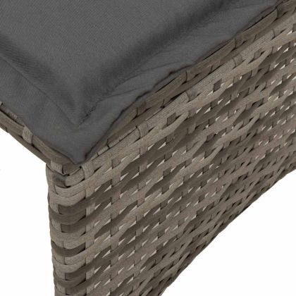 Градински трапезен комплект 3 части с възглавници сив полиратан