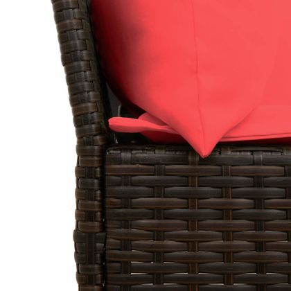 Градински диван с възглавници кафяв полиратан