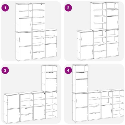 Странични шкафове 5 бр. ODDA Бял 40x24x79 cm борово дърво масив