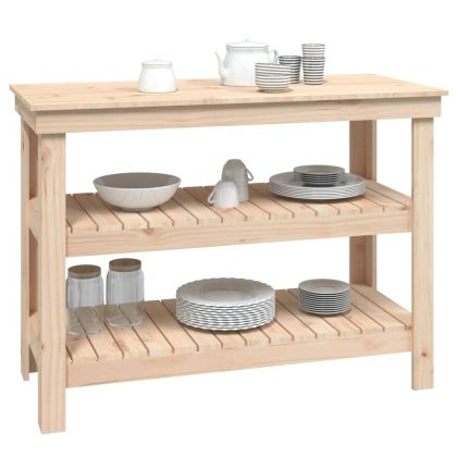 Работна маса, 110,5x50x80 см, борово дърво масив