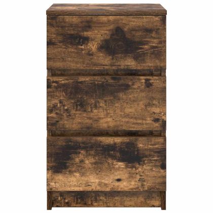 Нощни шкафчета с 3 чекмеджета, 2 бр, опушен дъб, 39x35x65 см