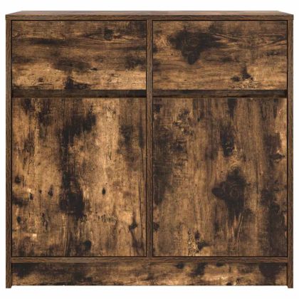 Бюфет с чекмеджета, опушен дъб, 80x34x76 см, инженерно дърво