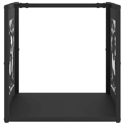 Стойка за дърва, черна, 40x40x40 см, студеновалцувана стомана