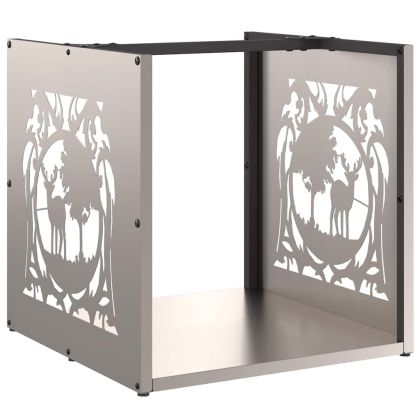 Стойка за дърва за огрев 40x40x40 см Патинираща стомана