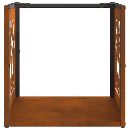 Стойка за дърва за огрев 40x40x40 см Патинираща стомана