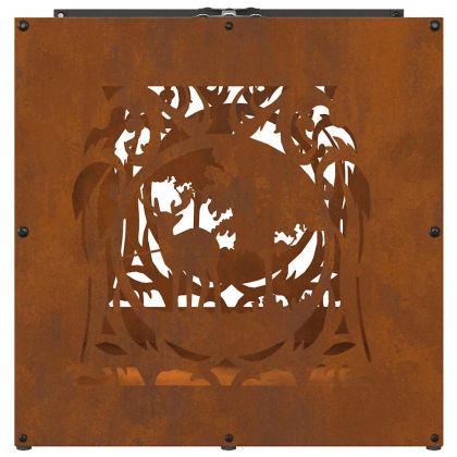 Стойка за дърва за огрев 40x40x40 см Патинираща стомана