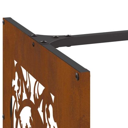 Стойка за дърва за огрев 40x40x40 см Патинираща стомана