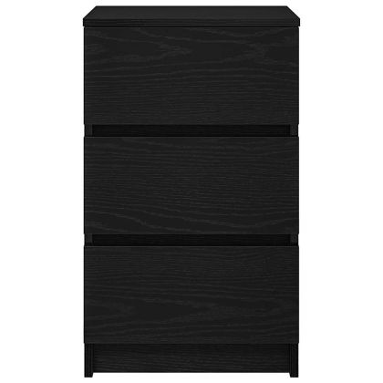 Нощно шкафче с 3 чекмеджета, черни, 39x35x65 см