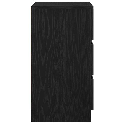 Нощно шкафче с 3 чекмеджета, черни, 39x35x65 см