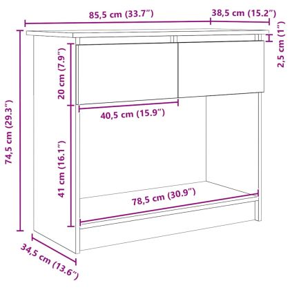 Конзолна маса с чекмеджета, дъб сонома 85,5x38,5x74,5 cm