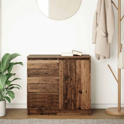 Бюфет с чекмеджета, старо дърво, 71x35x65 см, инженерно дърво