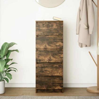 Бюфет с чекмеджета, опушен дъб, 37,5x35x99 см, инженерно дърво