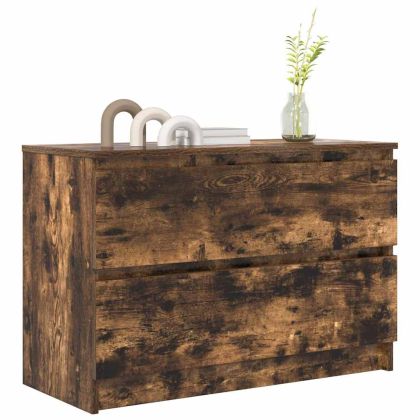 ТВ шкаф опушен дъб 80x35x54 cm Инженерна дървесина